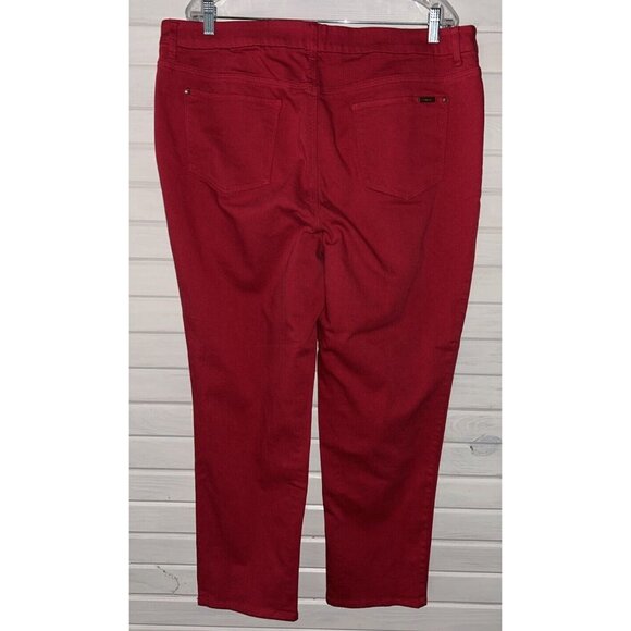 Chicos Sz 3 (16) Red So Slimming Girlfriend Ankle Jeans Pants Stretch EUC - Picture 5 of 12